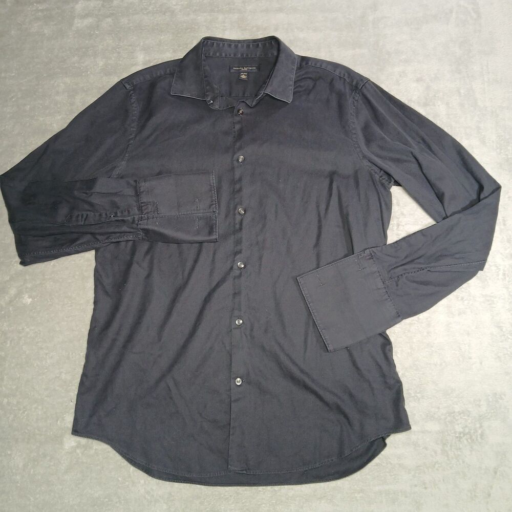 Banana Republic Shirt XL 17-17.5 Black Midnight Minimalist Corporate Archive Fit